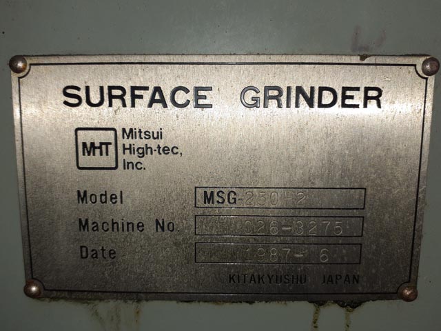 170461 成形研削盤 三井ハイテック 1987 MSG-250H2の写真6