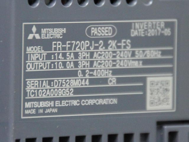 185675 インバーター 三菱電機 2017 FR-F720PJ-2.2K-FSの写真09