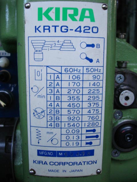 200444 タップ兼用卓上ボール盤 キラ  KRTG-420の写真9