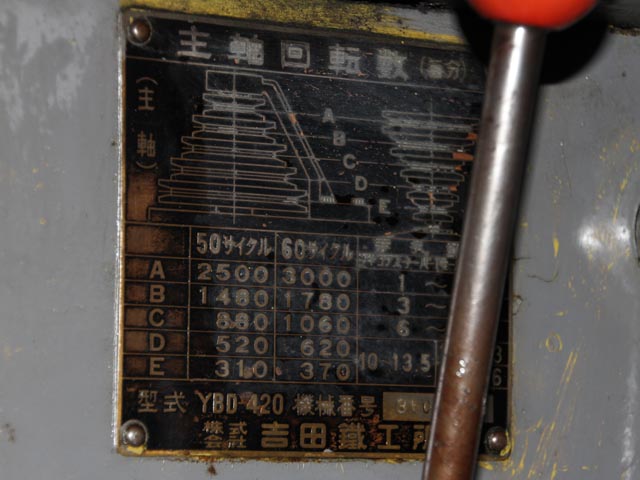 200838 卓上ボール盤 吉田鉄工所  YBD-420の写真12