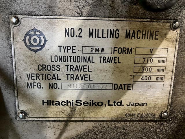 217816 立フライス盤 日立 1991 2MW-Vの写真5