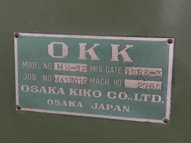 202323 横フライス盤 大阪機工 1985 MH-3Pの写真6