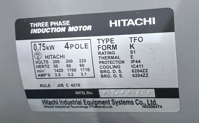 222402 レシプロコンプレッサー 日立産機 1997 0.75P-9.5VA6の写真4